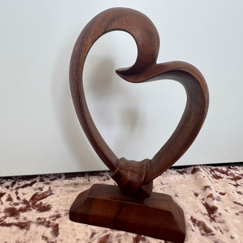 Novica Artisan Heart Sculpture Functional Accessory Storage in Suar Wood